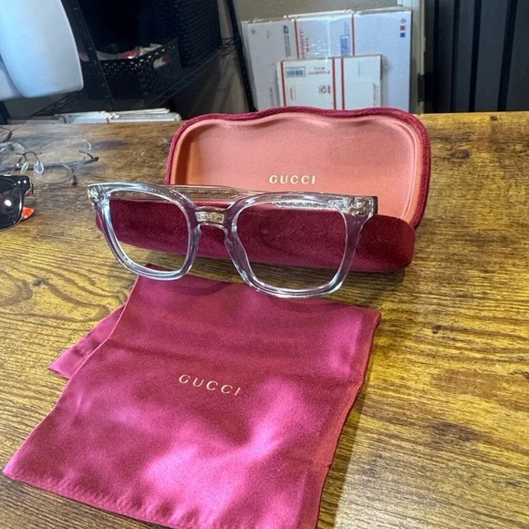 Gucci Transparent Glasses with Rich Red Case - Picture 2 of 5